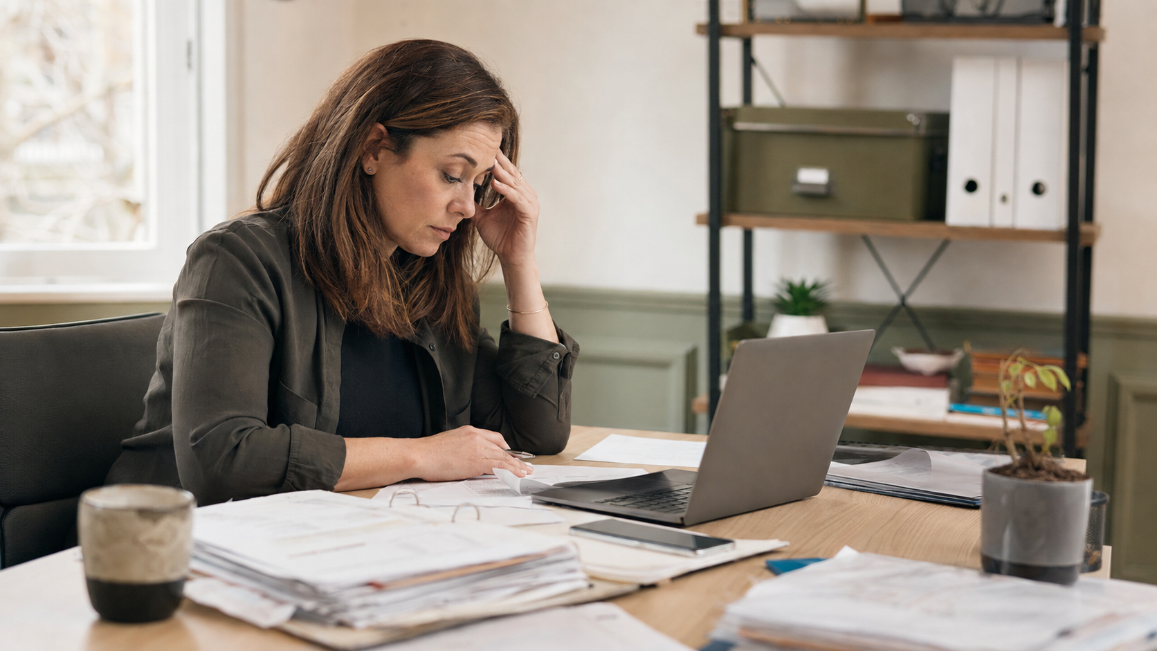 An owner buried in missed calls, follow-ups, and paperwork